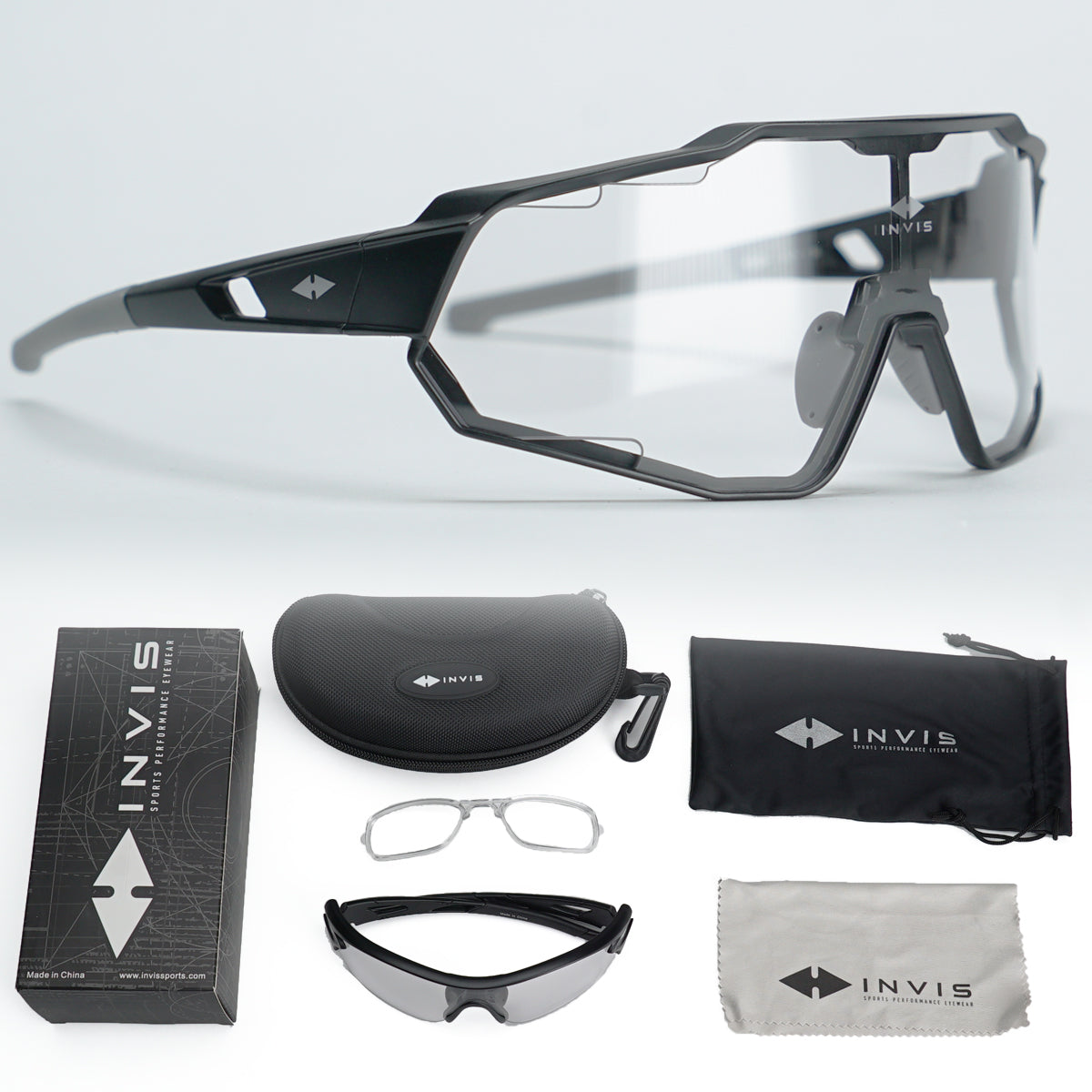 Photochromic Sunglasses by Invis | Ultra Fast Transition Sunglasses V7 Black Matte