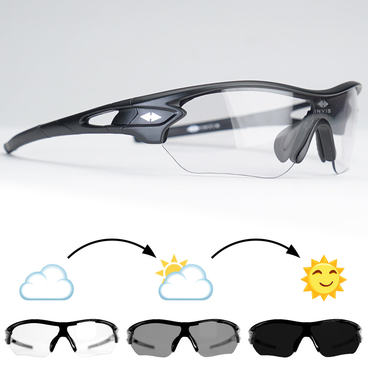 Photochromic Sunglasses by Invis | Ultra Fast Transition Sunglasses Techno-Ice